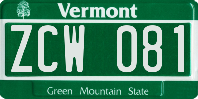 VT license plate ZCW081