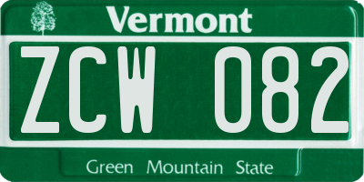 VT license plate ZCW082