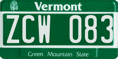 VT license plate ZCW083