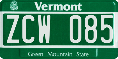 VT license plate ZCW085