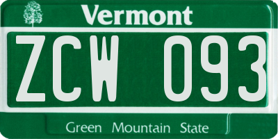 VT license plate ZCW093