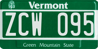 VT license plate ZCW095