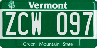 VT license plate ZCW097