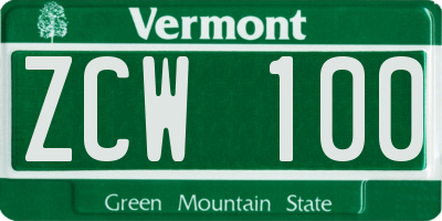 VT license plate ZCW100