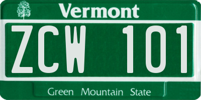 VT license plate ZCW101