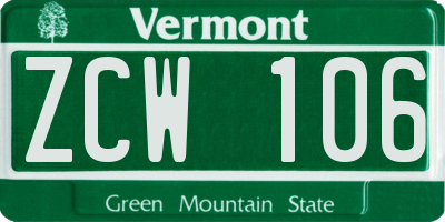 VT license plate ZCW106