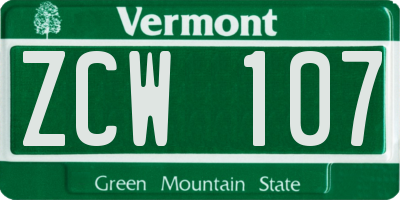VT license plate ZCW107