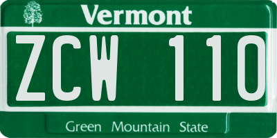 VT license plate ZCW110