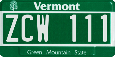 VT license plate ZCW111
