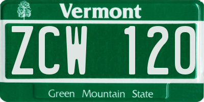 VT license plate ZCW120