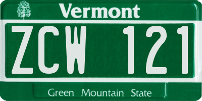 VT license plate ZCW121