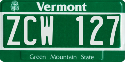 VT license plate ZCW127
