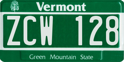 VT license plate ZCW128