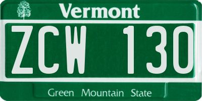 VT license plate ZCW130