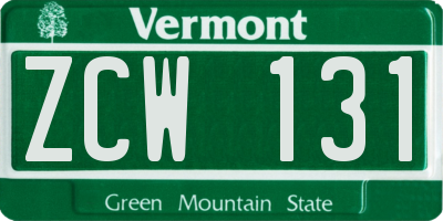 VT license plate ZCW131