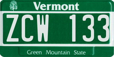 VT license plate ZCW133