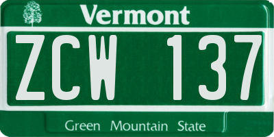 VT license plate ZCW137