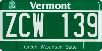 VT license plate ZCW139