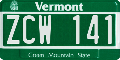 VT license plate ZCW141