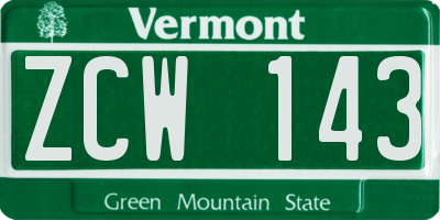 VT license plate ZCW143
