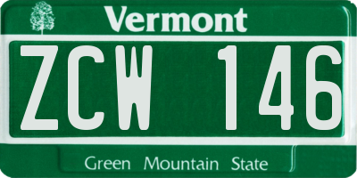 VT license plate ZCW146