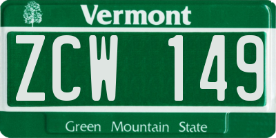 VT license plate ZCW149