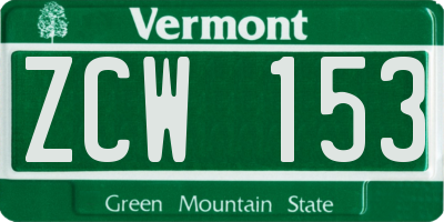 VT license plate ZCW153