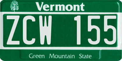 VT license plate ZCW155