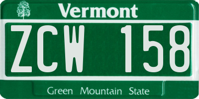 VT license plate ZCW158