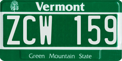 VT license plate ZCW159