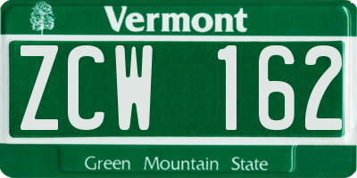 VT license plate ZCW162