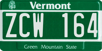 VT license plate ZCW164