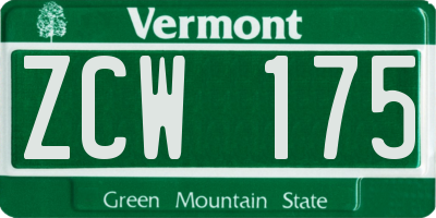 VT license plate ZCW175