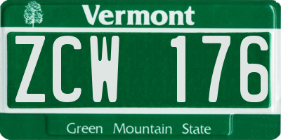 VT license plate ZCW176