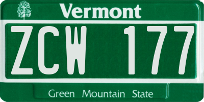 VT license plate ZCW177