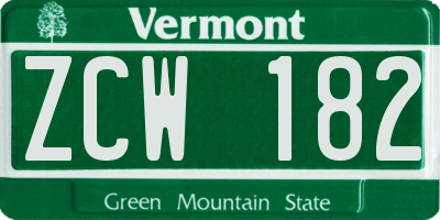 VT license plate ZCW182
