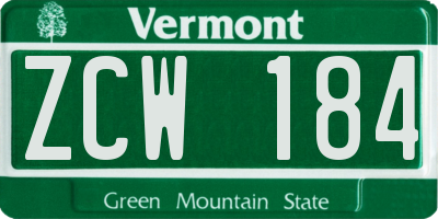 VT license plate ZCW184