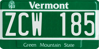 VT license plate ZCW185