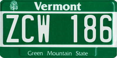 VT license plate ZCW186