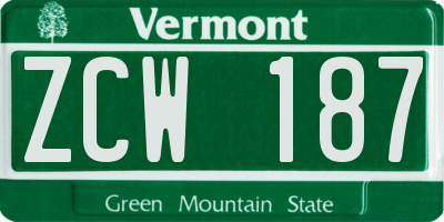 VT license plate ZCW187