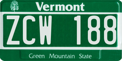 VT license plate ZCW188
