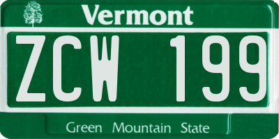 VT license plate ZCW199