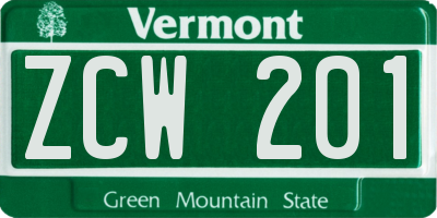 VT license plate ZCW201