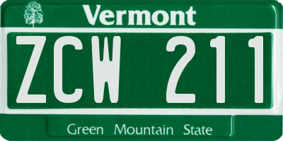VT license plate ZCW211