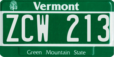 VT license plate ZCW213