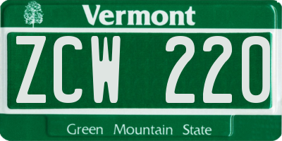 VT license plate ZCW220