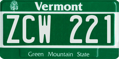 VT license plate ZCW221