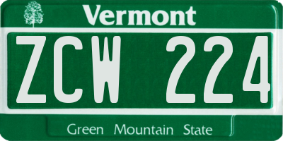 VT license plate ZCW224