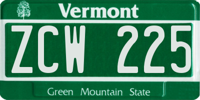 VT license plate ZCW225