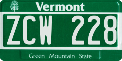 VT license plate ZCW228